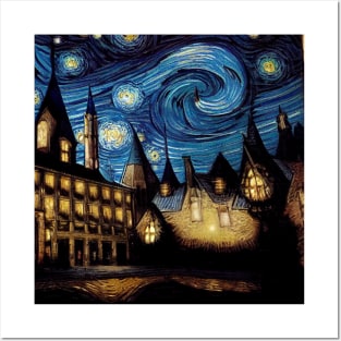 Starry Night Wizarding School Van Gogh Posters and Art